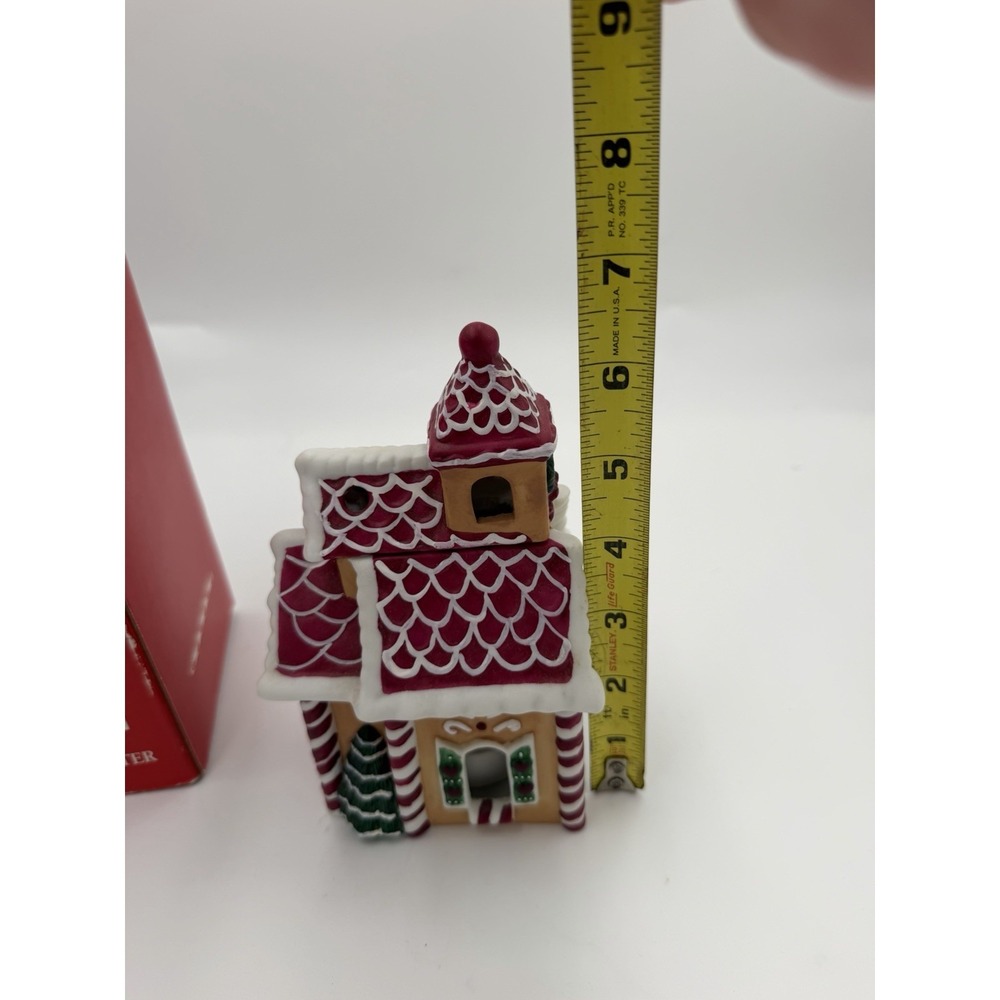 Vintage Handpainted Porcelain Gingerbread Church Scenter Candle - Picture 4 of 13